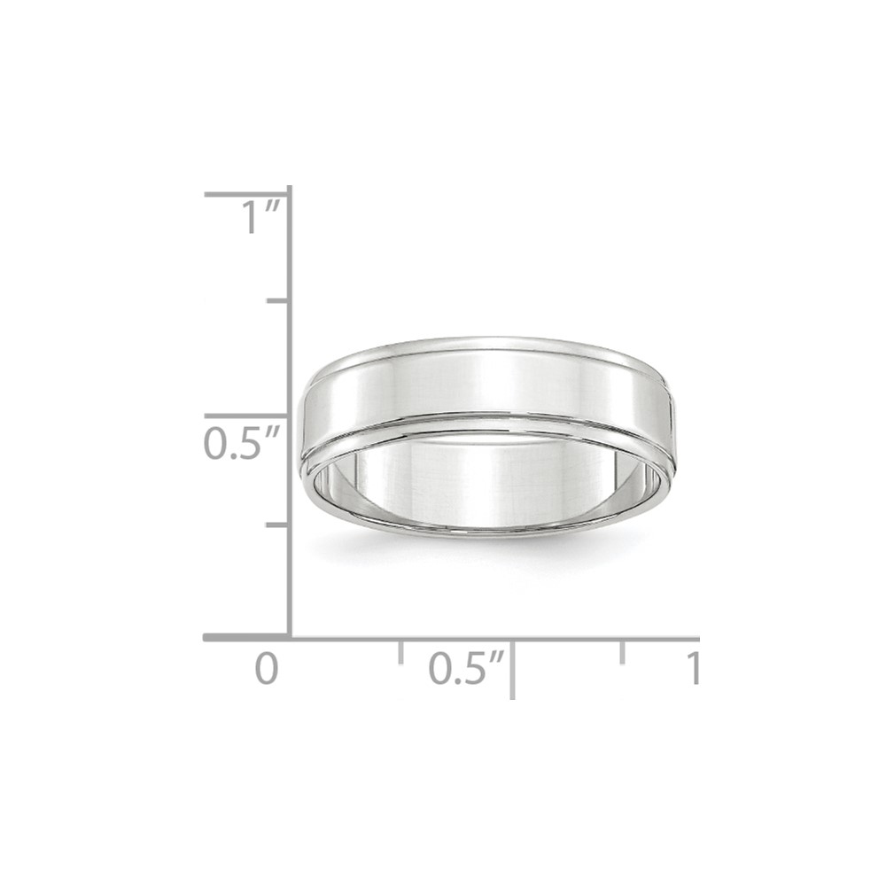 10k White Gold 6mm Flat with Step Edge Wedding Band Size 9 (1WFLE060-9)