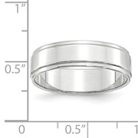 14K White Gold 6mm Flat Band with Step Edge Wedding - Size 4 view 3