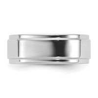 14K 7mm White Gold Flat Band with Step Edge view 3