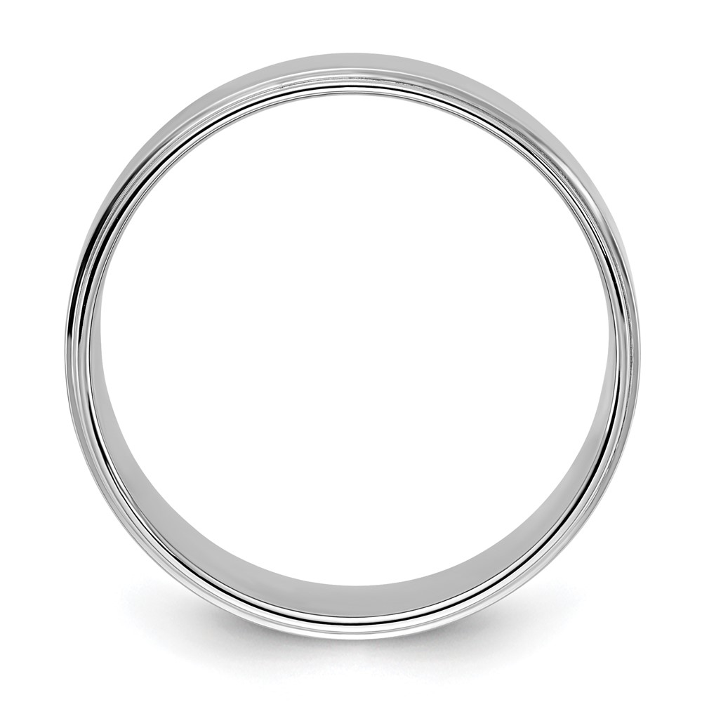 10k White Gold 8mm Flat with Step Edge Wedding Band Ring