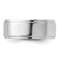 10K White Gold 8mm Flat Band with Step Edge Wedding view 3