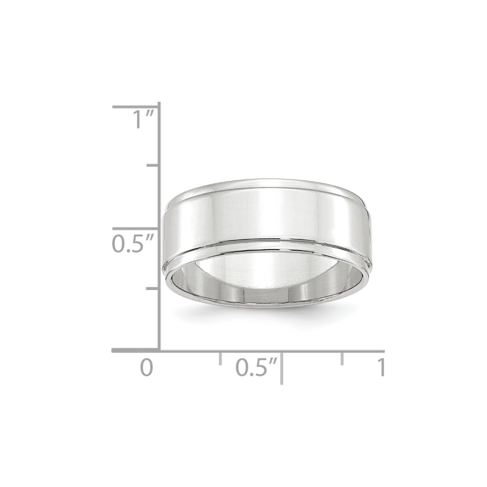 10k White Gold 8mm Flat with Step Edge Wedding Band Ring