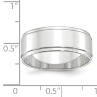 10K White Gold 8mm Flat Band with Step Edge Wedding view 4