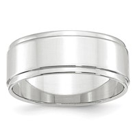 10K White Gold 8mm Flat Band with Step Edge Wedding view 1
