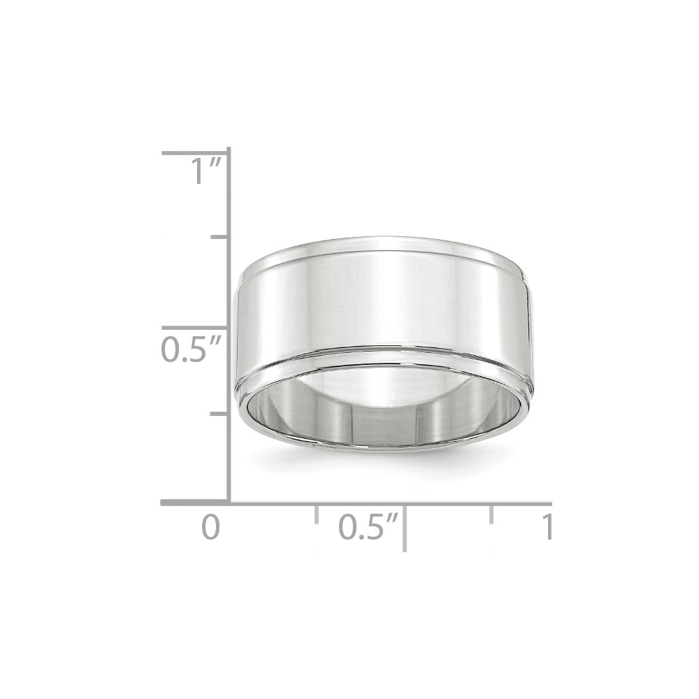 14k White Gold 10mm Flat with Step Edge Wedding Band Size 8 (WFLE100-8)