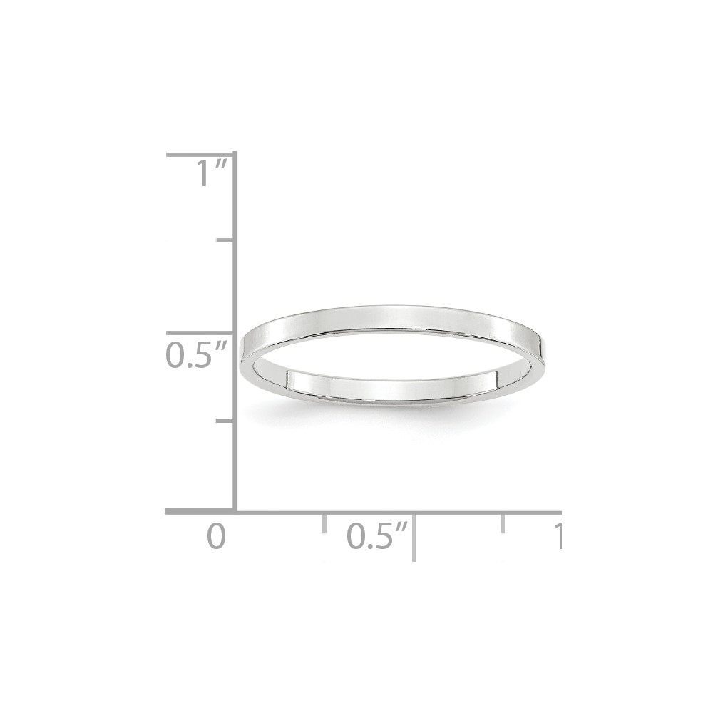 10k White Gold 2mm Lightweight Flat Wedding Band Size 5 (1WFLL020-5)