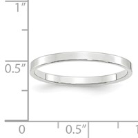 14K White Gold 2mm Lightweight Flat Wedding Band view 4