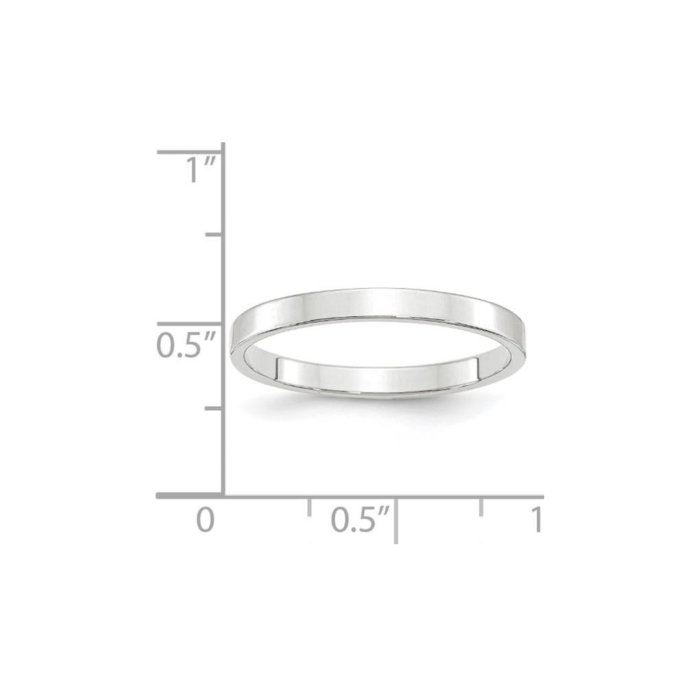 14k White Gold 2.5mm Lightweight Flat Wedding Band Size 7 (WFLL025-7)