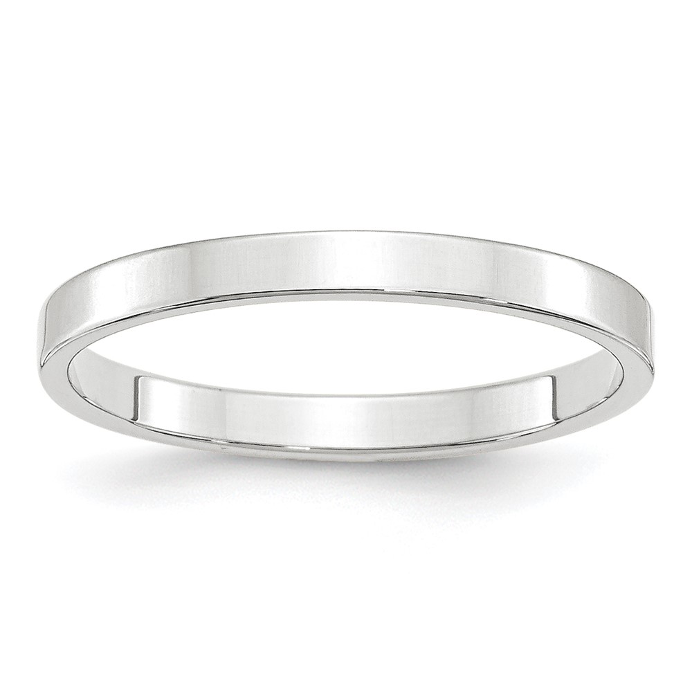 14k White Gold 2.5mm Lightweight Flat Wedding Band Size 6 (WFLL025-6)