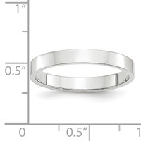 10K White Gold 3mm Lightweight Flat Wedding Band - Size 4 view 3
