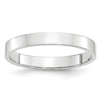 10K White Gold 3mm Lightweight Flat Wedding Band - Size 4 view 1