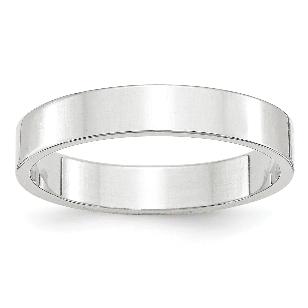 10k White Gold 4mm Lightweight Flat Wedding Band Size 5 (1WFLL040-5)