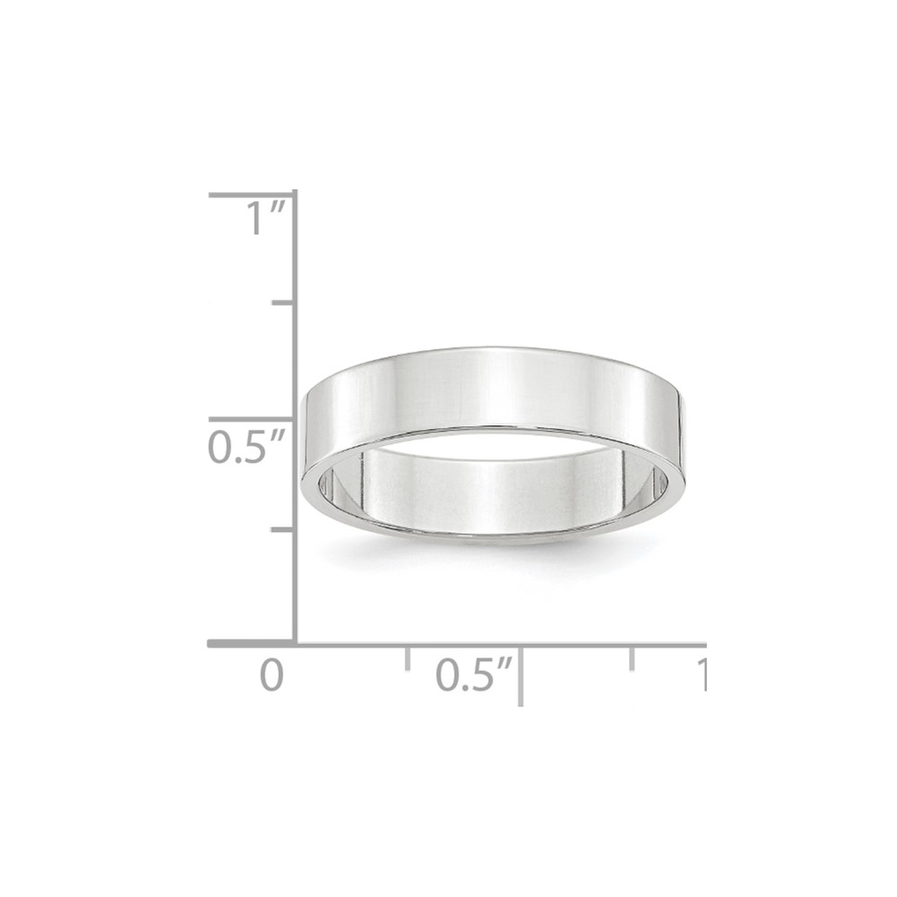 10k White Gold 5mm Lightweight Flat Wedding Band Size 5 (1WFLL050-5)