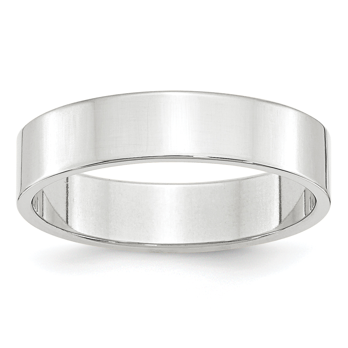 10k White Gold 5mm Lightweight Flat Wedding Band Size 5 (1WFLL050-5)