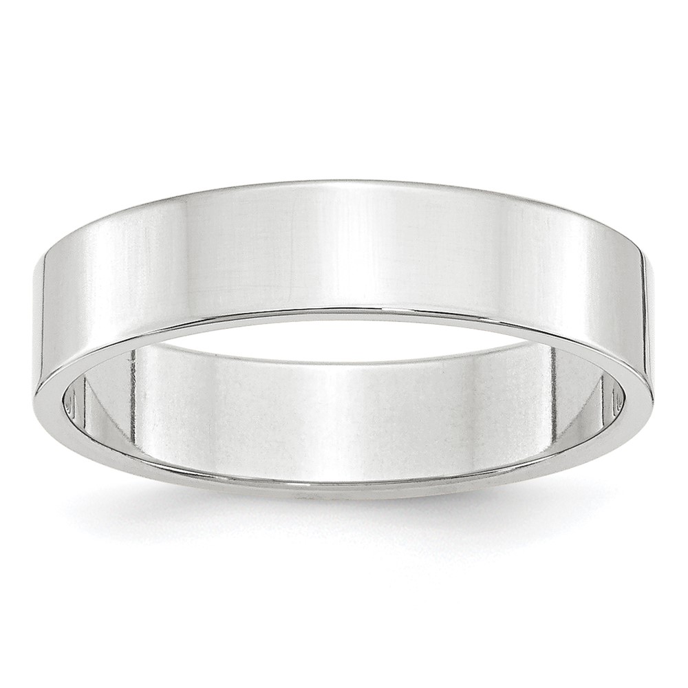 10k White Gold 5mm Lightweight Flat Wedding Band Size 5 (1WFLL050-5)
