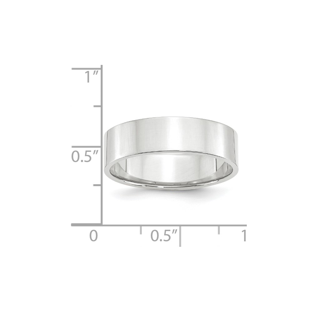 10k White Gold 6mm Lightweight Flat Wedding Band Size 11 (1WFLL060-11)