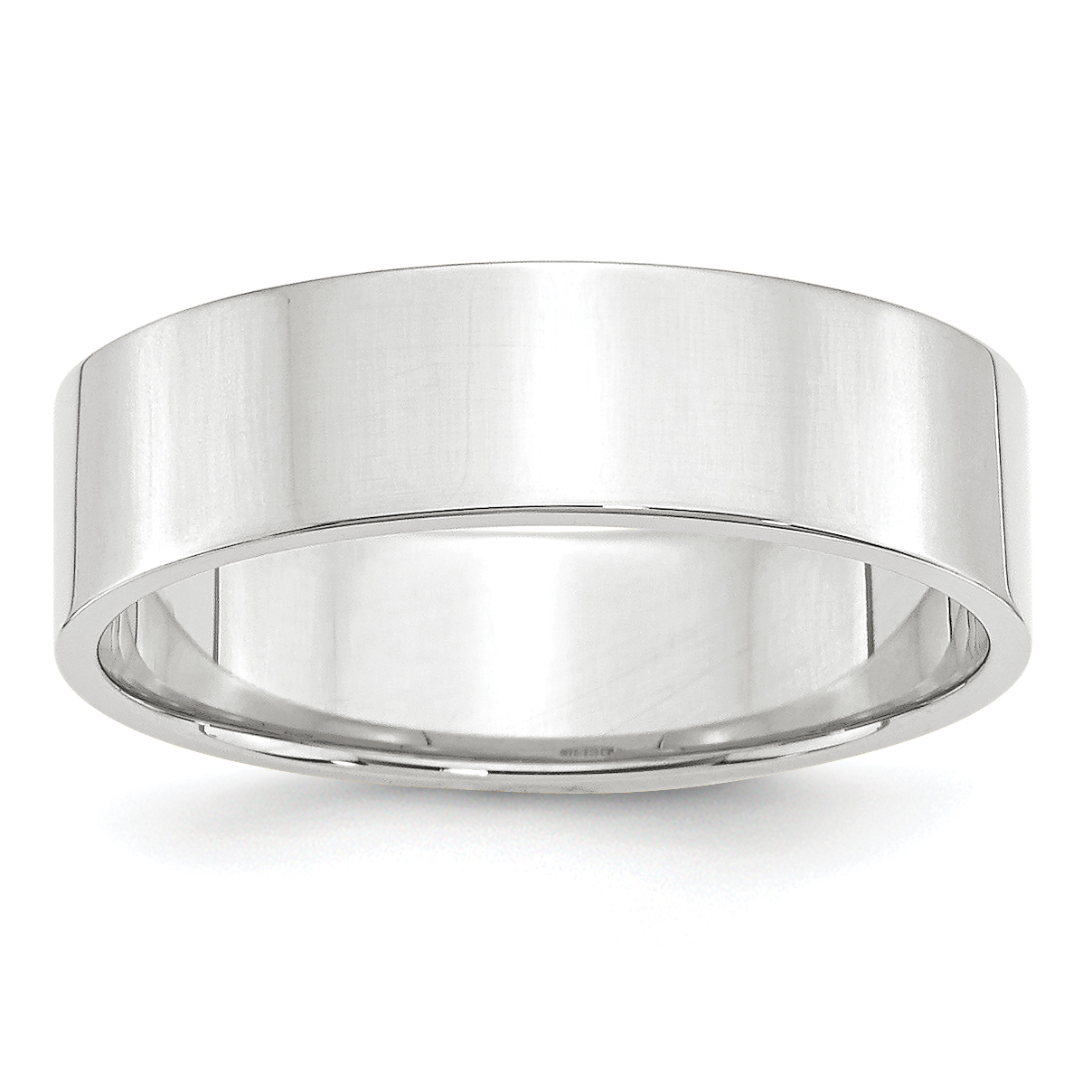 10k White Gold 6mm Lightweight Flat Wedding Band Size 11 (1WFLL060-11)