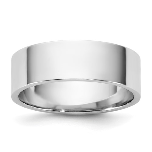 14K 6.5mm White Gold Ltw Flat Band, Size 5