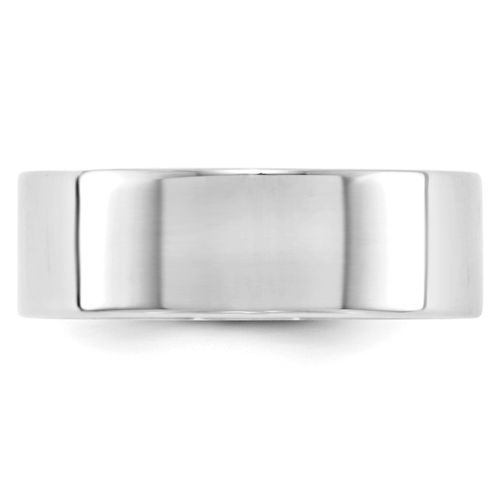 14k White Gold 7mm Lightweight Flat Wedding Band Size 9 (WFLL070-9)