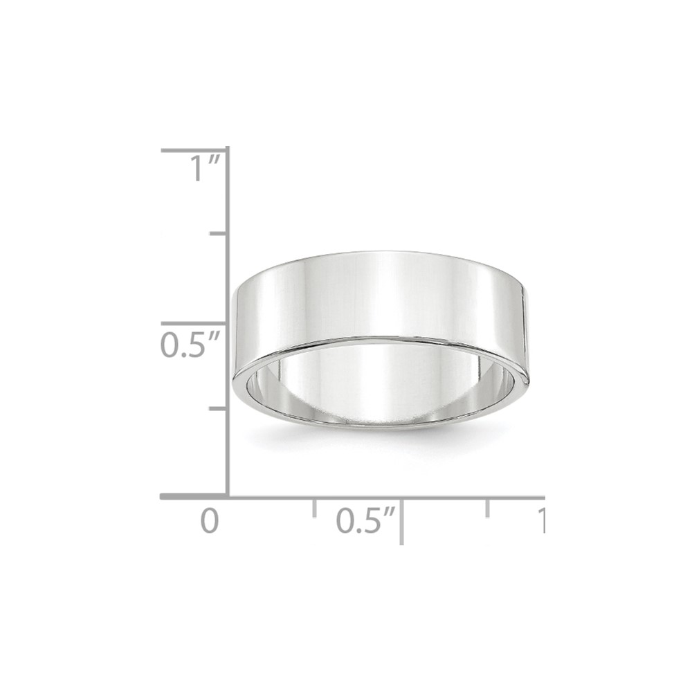 14k White Gold 7mm Lightweight Flat Wedding Band Size 9 (WFLL070-9)