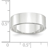 14K White Gold 7mm Lightweight Flat Wedding Band view 3