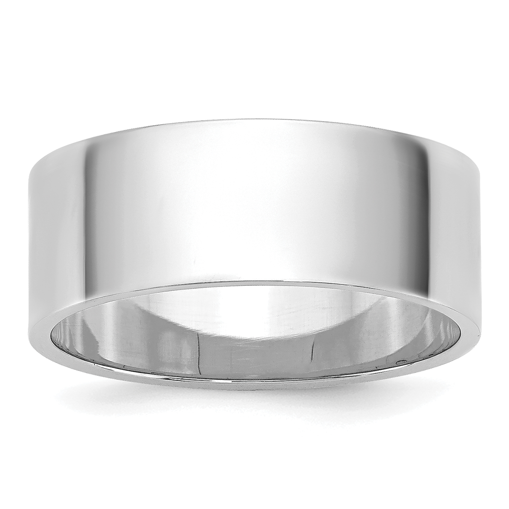 14k White Gold 7mm Lightweight Flat Wedding Band Size 9 (WFLL070-9)