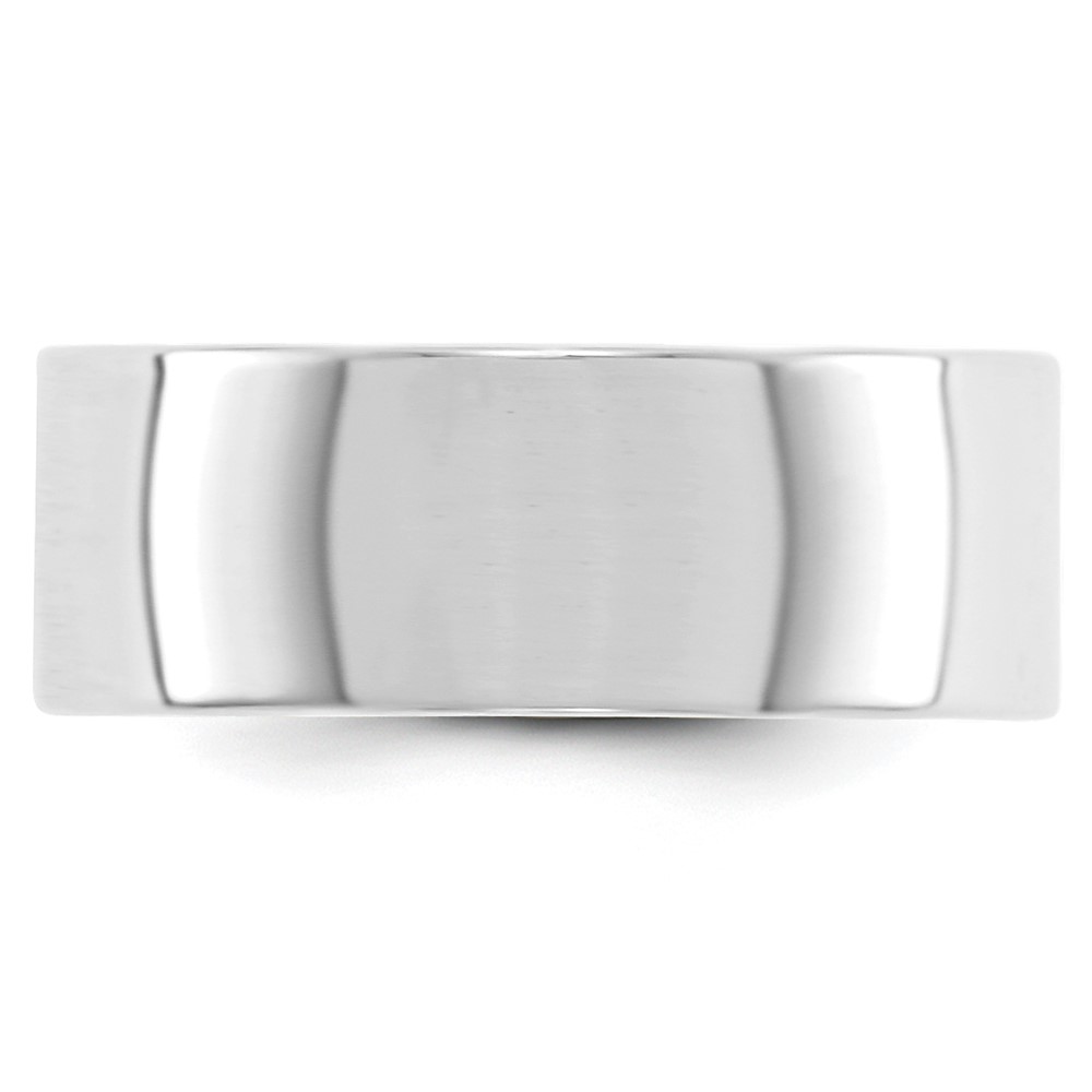14k White Gold 8mm Lightweight Flat Wedding Band Size 4.5 (WFLL080-4.5)