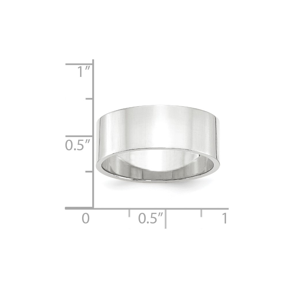 14k White Gold 8mm Lightweight Flat Wedding Band Size 4.5 (WFLL080-4.5)