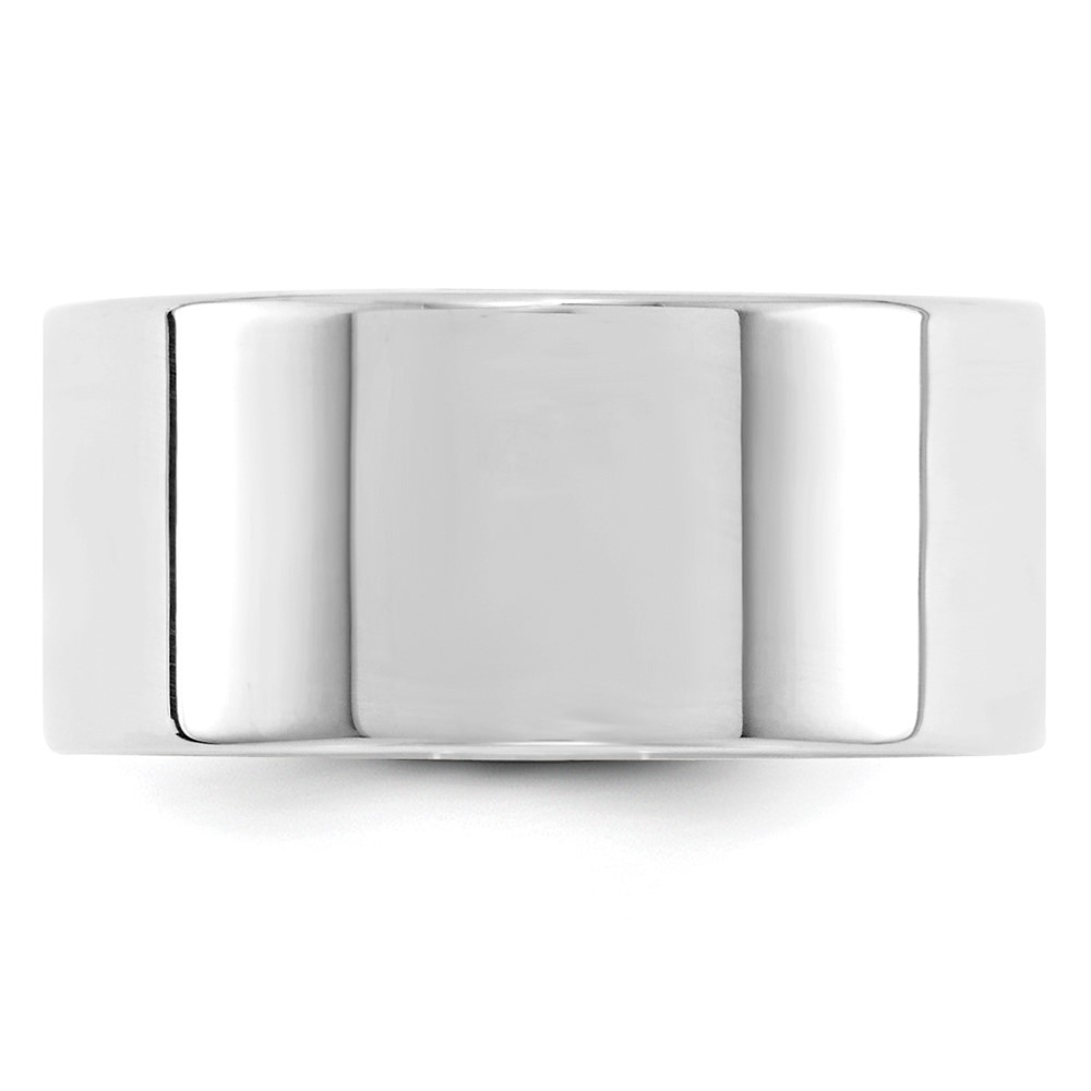 14k White Gold 10mm Lightweight Flat Wedding Band Size 9.5 (WFLL100-9.5)