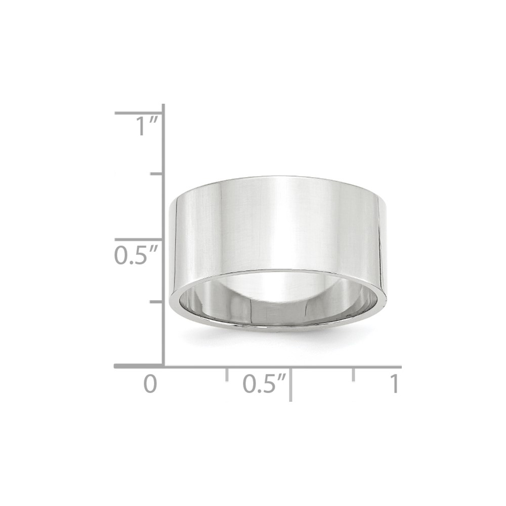 14k White Gold 10mm Lightweight Flat Wedding Band Size 9.5 (WFLL100-9.5)