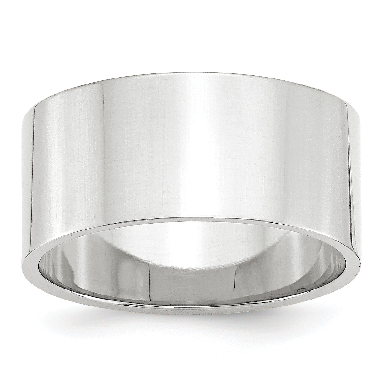 14k White Gold 10mm Lightweight Flat Wedding Band Size 4.5 (WFLL100-4.5)