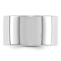 14K White Gold 12mm Lightweight Flat Wedding Band - Size 4 view 2