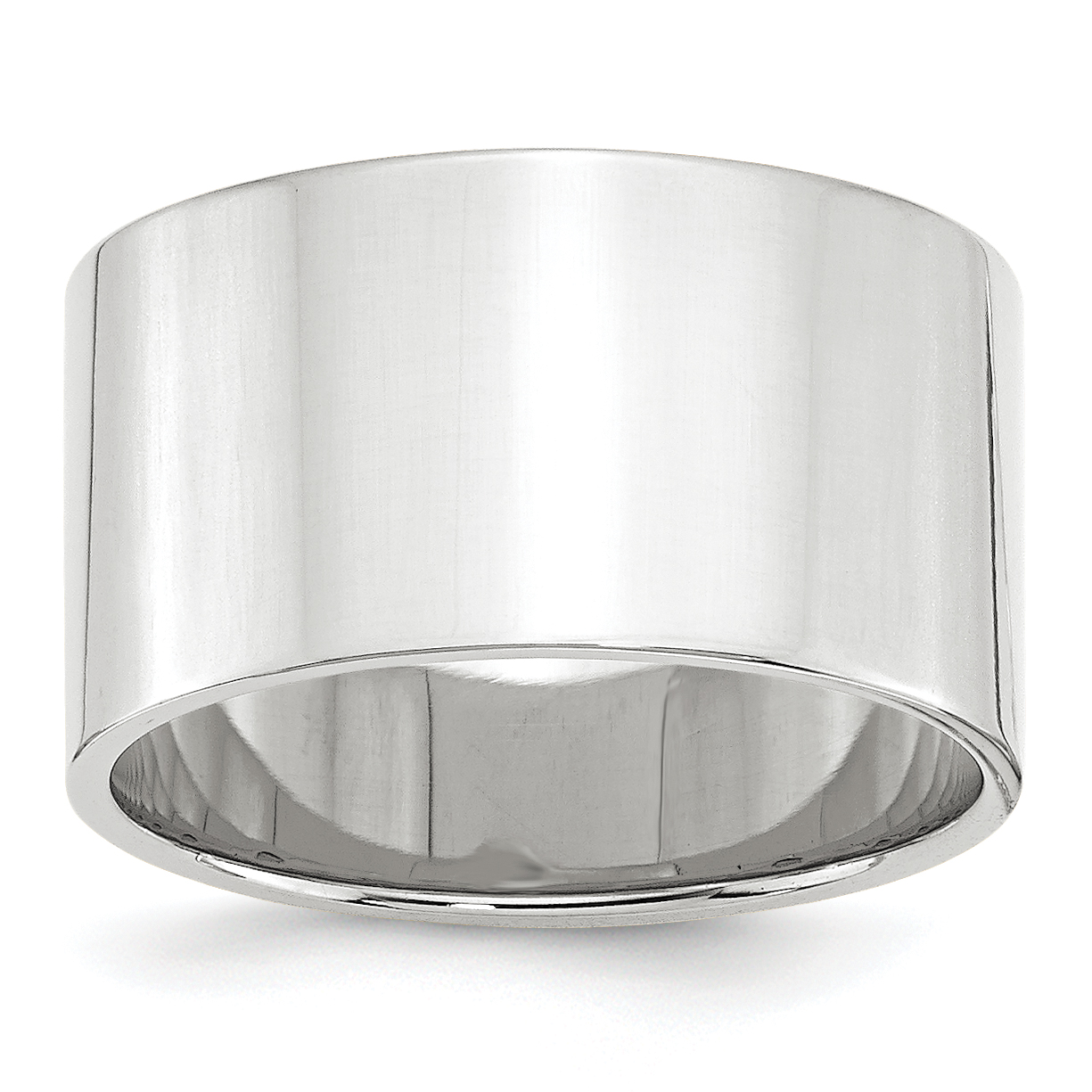 10k White Gold 12mm Lightweight Flat Wedding Band Size 12 (1WFLL120-12)
