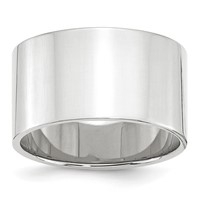 14K White Gold 12mm Lightweight Flat Wedding Band - Size 4 view 1