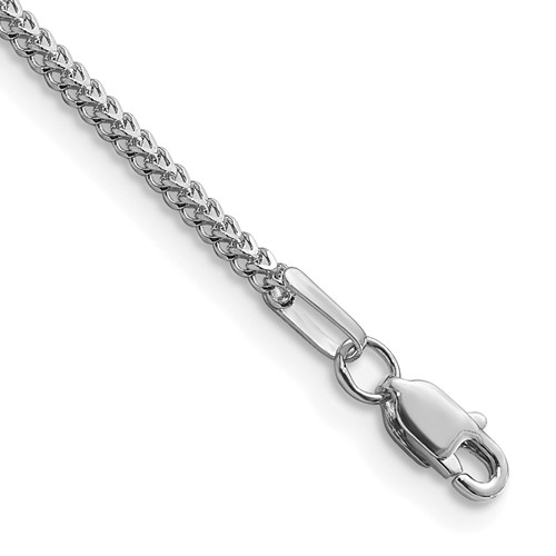 14K White Gold 1.3mm Franco Bracelet with Lobster Clasp, 8"