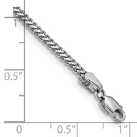 14K White Gold 1.5mm Franco Bracelet with Lobster Clasp, 7" view 3