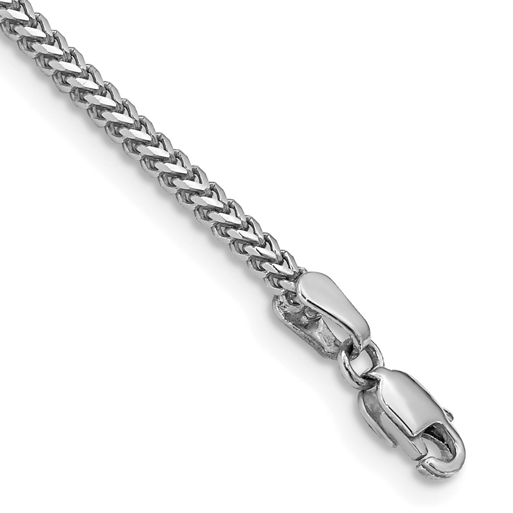 14K White Gold 1.5mm Franco Bracelet with Lobster Clasp, 7"