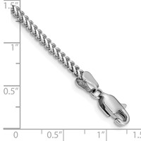 14K White Gold 2mm Franco Bracelet with Lobster Clasp, 7" view 3