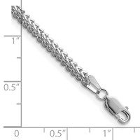 14K White Gold 2.3mm Franco Bracelet with Lobster Clasp, 8" view 3
