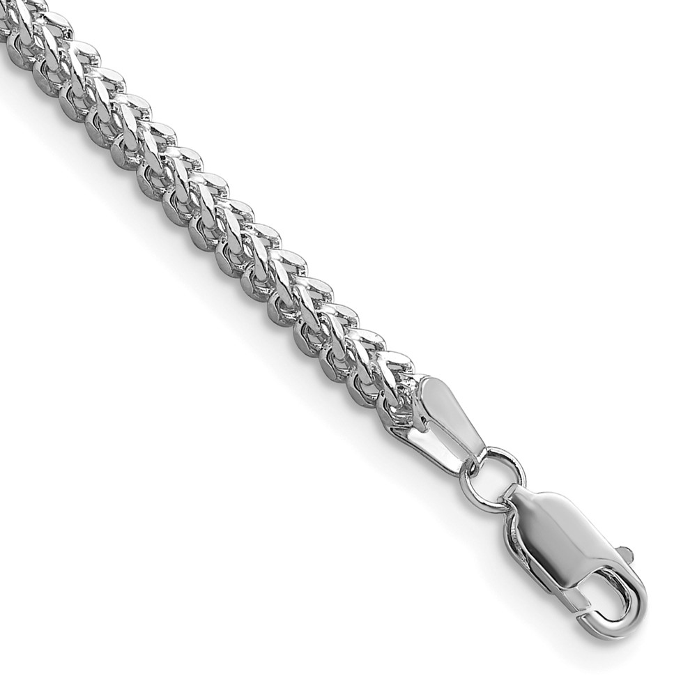 14K White Gold 2.3mm Franco Bracelet with Lobster Clasp, 8"