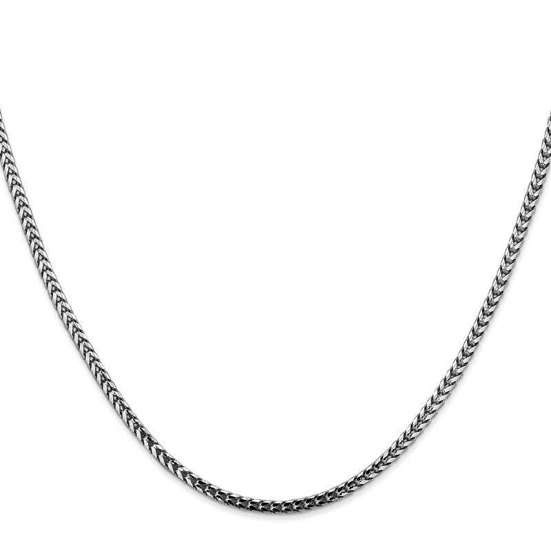 14K White Gold 24 inch 2.5mm Franco with Lobster Clasp Chain