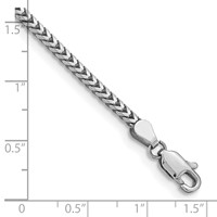 14K White Gold 2.5mm Franco Bracelet with Lobster Clasp, 7" view 3