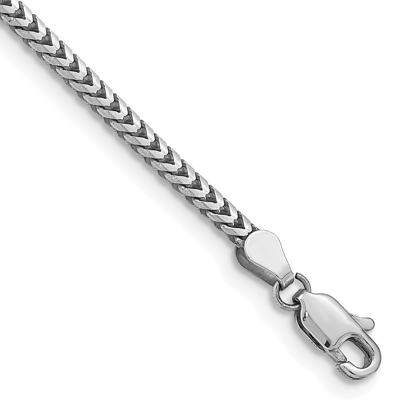 14K White Gold 7 inch 2.5mm Franco with Lobster Clasp Bracelet (WFRA080-7)