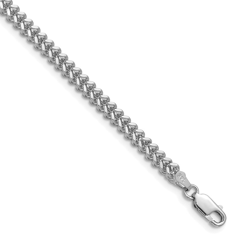 14K White Gold 24 inch 2.5mm Franco with Lobster Clasp Chain
