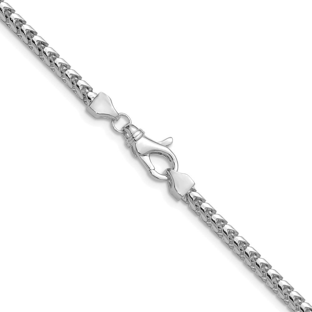 14K White Gold 24 inch 3mm Franco with Fancy Lobster Clasp Chain (WFRA100-24)