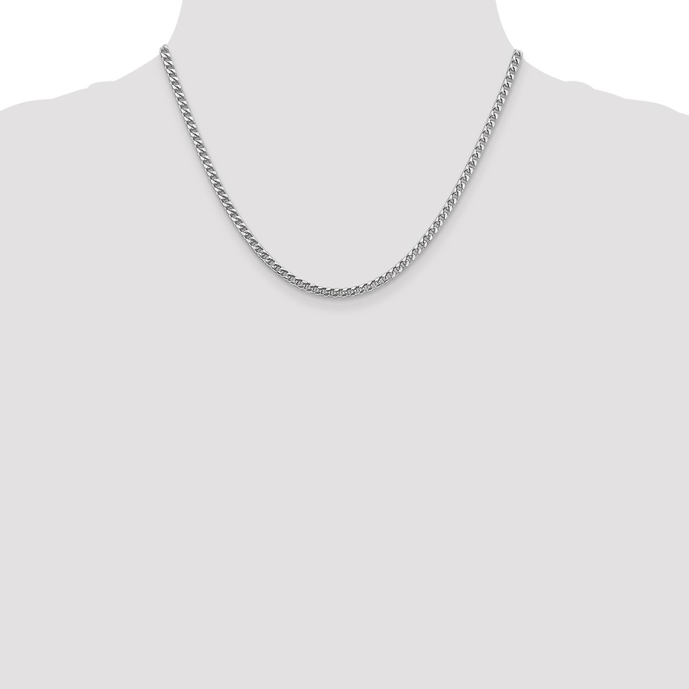 14K White Gold 18 inch 3mm Franco with Fancy Lobster Clasp Chain (WFRA100-18)