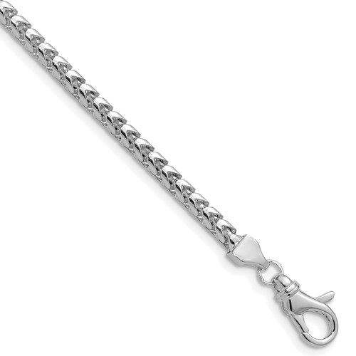 14K White Gold 24 inch 3mm Franco with Fancy Lobster Clasp Chain