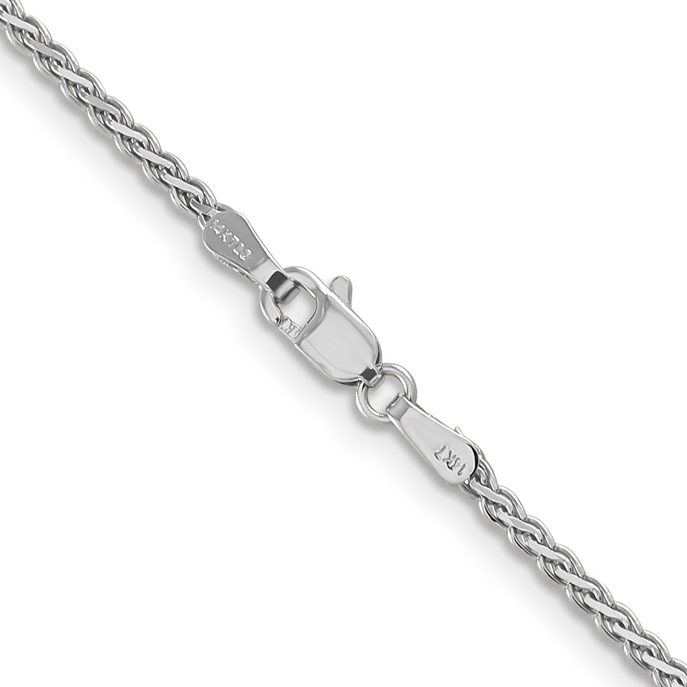 14K White Gold 24 inch 1.9mm Flat Wheat with Lobster Clasp Chain (WFW050-24)