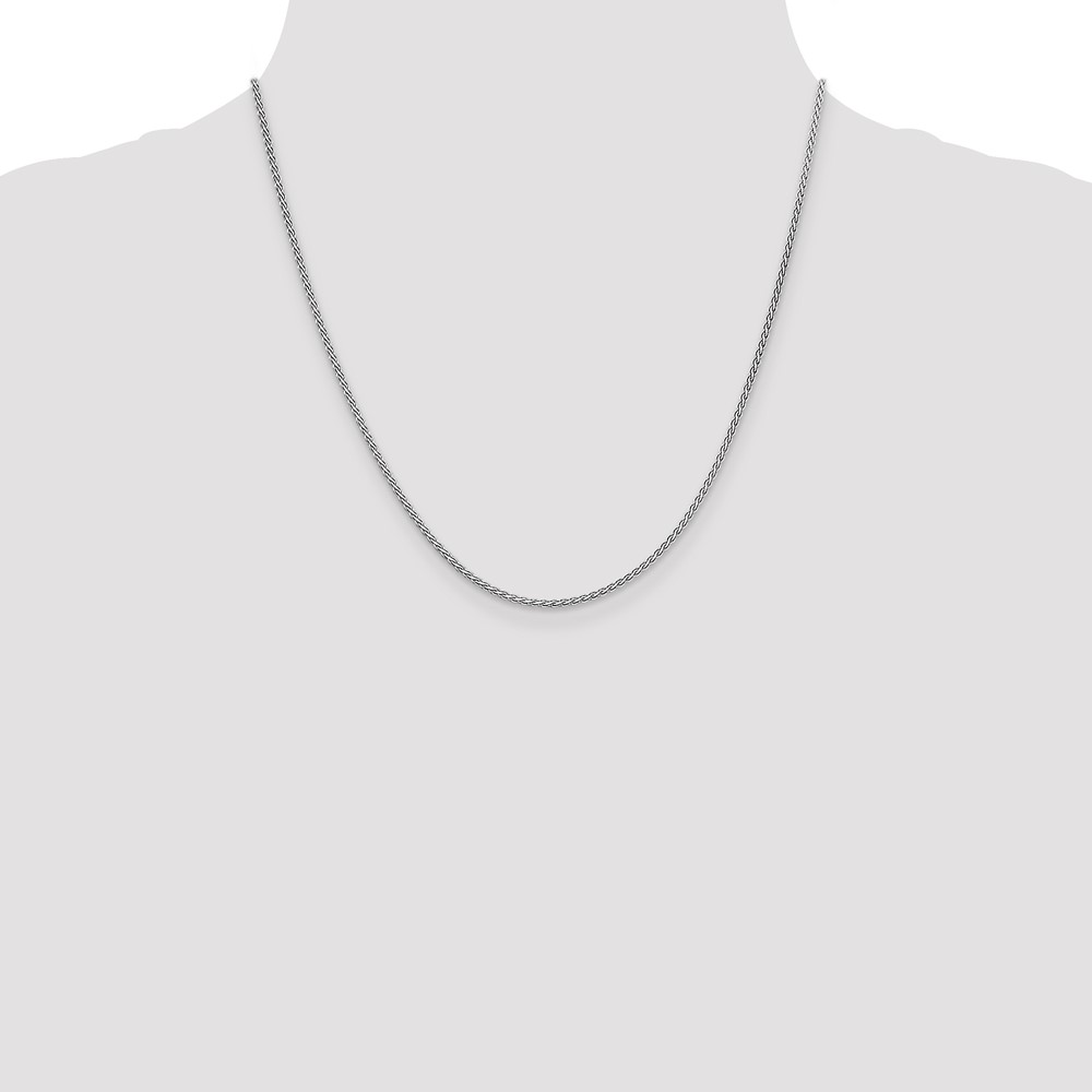 14K White Gold 20 inch 1.9mm Flat Wheat with Lobster Clasp Chain (WFW050-20)
