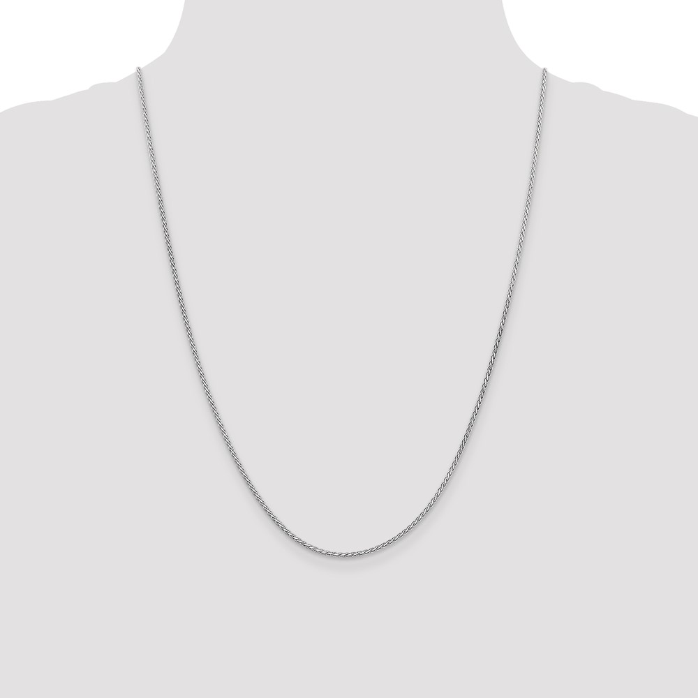 14K White Gold 24 inch 1.9mm Flat Wheat with Lobster Clasp Chain (WFW050-24)